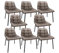 Modern Dining Chairs Set of 8 High Back Scandinavian Style Stable Metal Legs Faux Leather Upholstery Kitchen and Living Room Furniture Contemporary Design