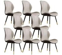 Modern Dining Chairs Set of 8, Upholstered Faux Leather Scandinavian Style, No Armrest, Matte Finish, Sleek White Dining Room Furniture, Elegant Kitchen Seating.