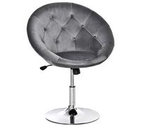Swivel Dining Height Bar Stool Velvet-Touch Adjustable Height Armless Tub Chair HOMCOM Grey One Size