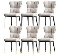 Modern Dining Kitchen Room Chairs Set of 6 Living Side Upholstered with Soft Pu Leather Cover Cushion Seat and Metal Legs (Color : Light Gray) (Light Gray)