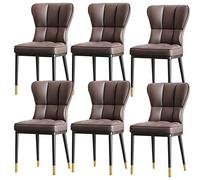 Modern Dining Kitchen Room Chairs Set of 6 Living Side Upholstered with Soft Pu Leather Cover Cushion Seat and Metal Legs (Color : Light Gray) (Coffee)