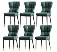 Modern Dining Kitchen Room Chairs Set of 6 Living Side Upholstered with Soft Pu Leather Cover Cushion Seat and Metal Legs (Color : Light Gray) (Green)
