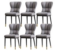 Modern Dining Kitchen Room Chairs Set of 6 Living Side Upholstered with Soft Pu Leather Cover Cushion Seat and Metal Legs (Color : Light Gray) (Dark Gray)