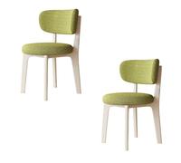 Modern Dining Room Chair Set - 2 Removable Washable Upholstered Chairs in Cream White & Grass Green - Stylish Cotton & Linen Covers for Kitchen & Restaurant Decor