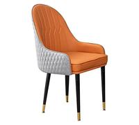 Modern Dining Room Chairs, Super Fiber Leather, Wooden Legs, Ergonomic Backrest, Stylish Light Grey & Orange Living Room Seating, Perfect for Kitchen & Bedroom.