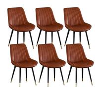 Modern Dining Set of 6 Chairs for Living Room Kitchen & Dining Room Metal Legs PU Upholstered Seat Stylish Black with Gold Feet Comfortable &