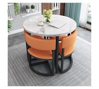 Modern Dining Set with Round Table & 4 Fabric Chairs Slish Kitchen Dining Group Perfect for Living Room & Office Contemporary Design Easy to Assemble