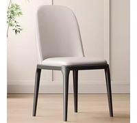 Modern Dining Table for Kitchen Faux Leather Top & Sturdy Black Metal Legs Light Grey Finish Stylish and Furniture for Home Dining Room