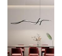 Modern Dining Table Pendant Light Dimmable LED Pendant Lamp with Remote Control Creative Design LED Hanging Lamp Adjustable Height Chandelier for Dining Room Living Room Kitchen (Black, L160CM)