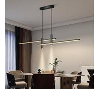 Modern Dining Table Pendant Light LED Dimmable Pendant Lamp Height Adjustable Chandelier with Remote Control Pendant Light Living Room Lamp Kitchen Dining Room Office Ceiling Light (Black, L120cm)