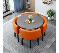 Modern Dining Table Set for 4 - Stylish Round/Square Kitchen & Dining Room Furniture with Chairs Perfect for Home & Business W90cm x D70cm Elegant Dinette Design