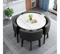 Modern Dining Table Set For 4 With Chairs Round Conference Room Table Small Kitchen Table And Chairs Set Circle Dining Room Table 90X90X75Cm,A4,80x80x75cm