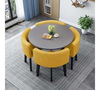 Modern Dining Table Set for 4 with Chairs - Round/Square Conference Table for Living Room & Dining Room, 90cm/35.4in Recept Table & Chair Combo