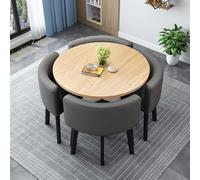 Modern Dining Table Set - Round/Square Conference Table with 4 Chairs - Stylish Reception Table Furniture - 80cm/31.5in Dining Room Combo