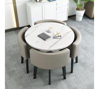 Modern Dining Table Set with 4 Builtin ChairsSpaceSaving Furniture for Small Kitchens Dining Rooms and OfficesStylish Grey Design for Living Spaces