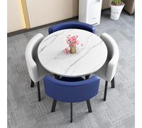 Modern Dining Table Set with 4 BuiltIn ChairsSpaceSaving Kitchen Furniture for Living Room Dining Room & OfficeStylish Blue Design for Small Spaces