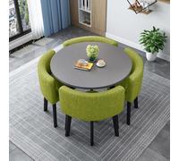 Modern Dining Table Set with 4 Chairs - Durable Square & Round Kitchen Table for 4 Compact Conference & Reception Table for Meeting Room & Home Kitchen 90cm