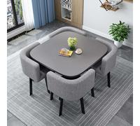 Modern Dining Table Set with 4 Chairs - Round/Square Combo for Living Room Stylish 80cm Table Perfect for Small Spaces Elegant Home Decor