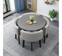 Modern Dining Table Set with 4 Durable Chairs - Square & Round Kitchen Table for 4 Compact Conference & Reception Furniture Ideal for Home & Meeting Rooms 90cm