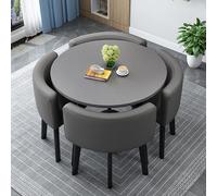 Modern Dining Table Set with Chairs Square/Round Compact Design for Small Kitchens & Homes 6 Person Capacity 80cm/31.5in Conference Table & Dining Chairs