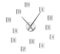 Modern DIY Acrylic Mirror Effect Wall Clock 3D Big Size Wall Clocks Living Room Home Decor Long Hands Needle Wall Clock Watch(Silver,37inch)
