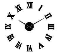 Modern DIY Large Wall Clock 3D Mirror Surface Sticker Home Decor Art Giant Wall Clock Watch With Roman Numerals Clock(Black,47inch)