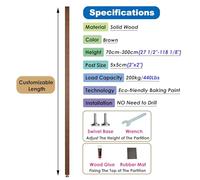 Modern DIY Room Divider - for Doorway & Studio Apartment Floor-to-Ceiling Partition Easy Install & Remove 3 Panels Height 240cm/9ft