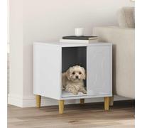 Modern Dog House for Indoor Use, Gloss White Engineered Wood Pet Kennel, 44x42x49cm, Durable & Easy Clean, Stylish Rectangular Design for Small to Medium Pets
