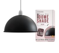 Modern Dome Black Inner White Pendant Lamp Shade - 21cm Industrial Metal Ceiling Light Shade Easy Fit Replacement for Kitchen, Bedroom, Living Room, Dining Room, Hallway, Restaurant