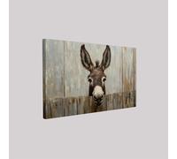 Modern Donkey animal oil painting Poster Print on Canvas 60 x 40 cm Framed Retro Wall Art for Bedroom Office Living Room Home Decoration