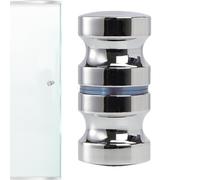 Modern Door Lock - Rubber Sealed Round Stainless Steel Handle, Glass Door Handle with Chrome Finish | Compact Single Pressure for Shower Cabin Partition, Sturdy Bathroom Hardware