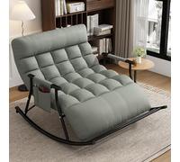 Modern Double Bedroom Rocking Chair - Outdoor Living Room Recliner with Armrests & Side Pockets, Stylish Balcony Lounge Chair for Relaxation & Comfort