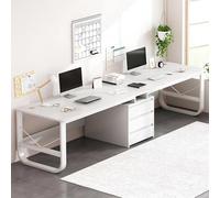 Modern Double Computer Desk with Drawers Spacious 2-Person Gaming Office Workstation Stylish White Desk with Storage 240x50x73cm (94x20x29inch)