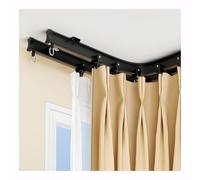 Modern Double Curved Ceiling Curtain Track - Flexible Sliding Rod for Living Room & Bedroom, Easy Install 12.1ft Black Window Shade Rail, Ideal for Home Décor & Privacy