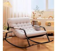 Modern Double Garden Rocking Chair with Cushions - Ergonomic Indoor & Outdoor Recliner, Comfortable Armrest Sofa for Bedroom, Patio & Camping Furniture