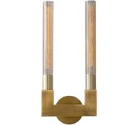 Modern Double Headed Wall Lamp Brass LED Linear Wall Sconce with Cylinder Glass Shade Indoor Wall Light Compatible with Dressing Room Bedroom,for Living Room