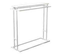 Modern Double Rod Clothing Rack - Heavy Duty Garment Organizer with Shelf for Bedroom & Retail Display - Sleek White Design, Size: 120x50x150 cm - Durable & Stylish Storage Solution