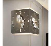 Modern Double-Sided Silent Clock, Plug-in Power Supply LED Corner Wall Clock, Creative Wall Decor for Bedroom, Living Room, Hallway (size_name 11.8x11.8in)