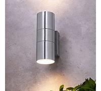 Modern Double Up Down Outdoor Stainless Steel Brushed Chrome Long Life Wall Light GU10 IP54 Spot Garden