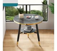 Modern DoubleLayer RounCoffee Tabwith Black Metal Legs Living Room & Dining TabCocktail Center Tabfor Meetings & Recept (80x80x72CM Color C)