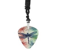 Modern Dragonfly Guitar Pick Holder Necklace for Women, Personalized Bass Pick Pendant for Men, Rock Music Picks Necklace with Chain for Party, Music Inspired Gift