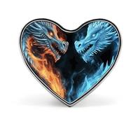 Modern Dragonfly Lapel Pin, Metal Heart Lapel Pins, Fashion Badge for Shirts, Jackets, Hats, Ice and Fire Dragons, Love form