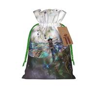 Modern Dragonfly Printed Christmas Drawstring Gift Bags-Xmas Wrapping Bags,Candy Bag,For Holiday Party Decorations,Wedding Party Supplies M Green Christmas Ribbon