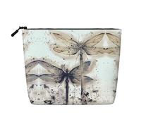 Modern Dragonfly Printed Single-Layer Cosmetic Bag Faux Linen Material Large Capacity Coin Purse Travel and Business Trip Essential