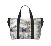 Modern Dragonfly Printed Travel Tote Bag, Large Capacity Gym Bag, Lightweight Weekend Travel Shoulder Bag, Unisex