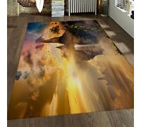 Modern Dream Carpet Mist Mountains Sunset Floral Aesthetic Rugs Machine Washable Soft Oriental Fantasy Area Rug Farmhouse Home 100x150cm