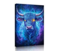 Modern Dream Cow Canvas Wall Art Mystical Animal Design Pictures Artwork Prints Bold Colorful Poster Painting for Living Room Home Decor 50x80cm Innerframe