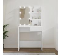 Modern Dressing Table with LED Makeup Vanity Desk Engineered Wood vidaXL
