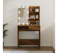 Vidaxl Dressing Table With Led Smoked Oak 74.5X40X141 Cm