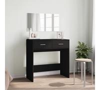 Dressing Table 80x39x80 cm Black Engineered Wood & Glass Vanity Mirror & Storage